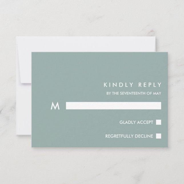 Minimal Chic Dusty Blue | Typografy Wedding RSVP (Vorderseite)