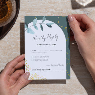 Minimal Chic Eukalyptus Greenery & Gold Akzente RSVP Karte