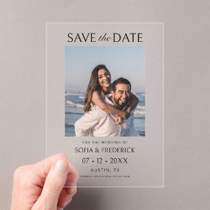 Minimal Chic Foto Hochzeit Speichern Sie die Datum Acryleinladungen