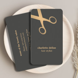 Minimal Chic Gray Imitate Gold Scissor Hair Stylis Visitenkarte