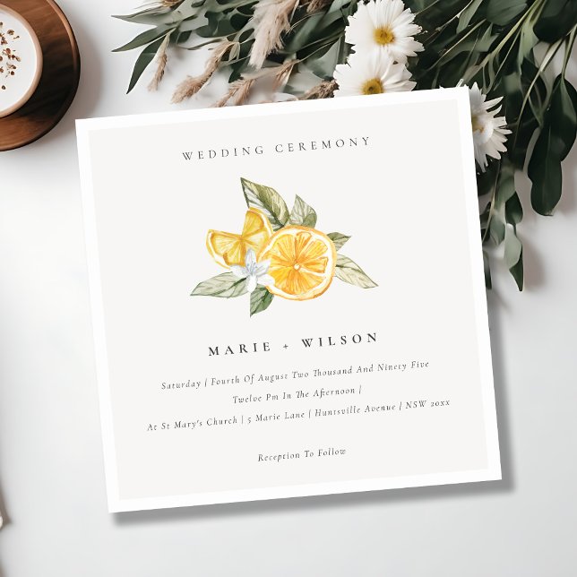 Minimal Chic Lemon Boho Botanische Hochzeit Einlad Dankeskarte (Von Creator hochgeladen)