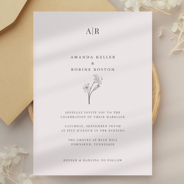 Minimal Chic Monogram Wedding Einladung (Von Creator hochgeladen)