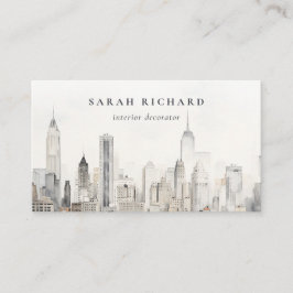 Minimal Chic New York City Skyline Watercolor Visitenkarte