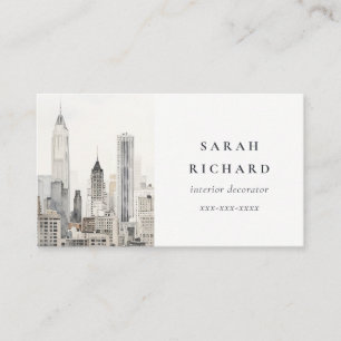 Minimal Chic New York City Skyline Watercolor Visitenkarte