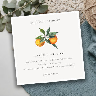 Minimal Chic Orange Boho Botanische Hochzeit Einla Dankeskarte