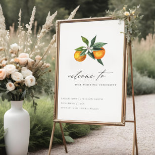 Minimal Chic Orange Boho Botanische Hochzeit Willk Poster