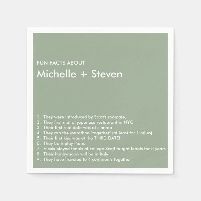 Minimal Chic Sage | FUN FACT WEDING Serviette (Vorderseite)