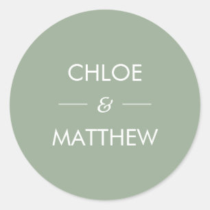 Minimal Chic Sage Hochzeitsgewohnheit Runder Aufkleber