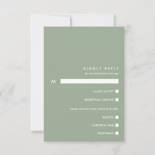 Minimal Chic Sage | Typografie UAWG Essenswahl RSVP Karte (Vorderseite)
