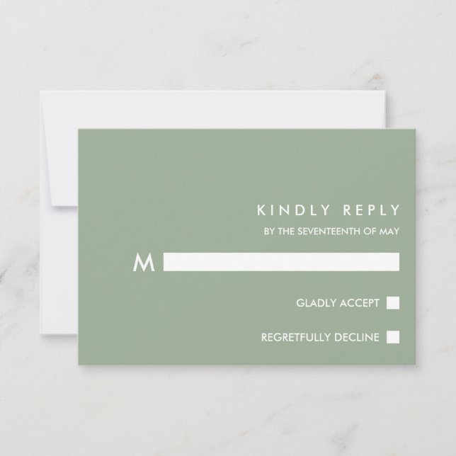 Minimal Chic Sage | Typografy Wedding RSVP Karte (Vorderseite)