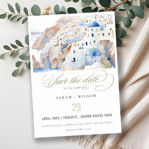Minimal Chic Santorini Griechenland Wasserfarbenho Save The Date