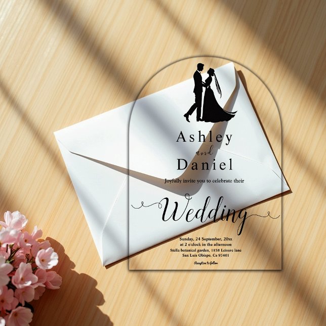 Minimal Chic | Schwarz und Weiß | Romantische Hoch Acryleinladungen (Von Creator hochgeladen)