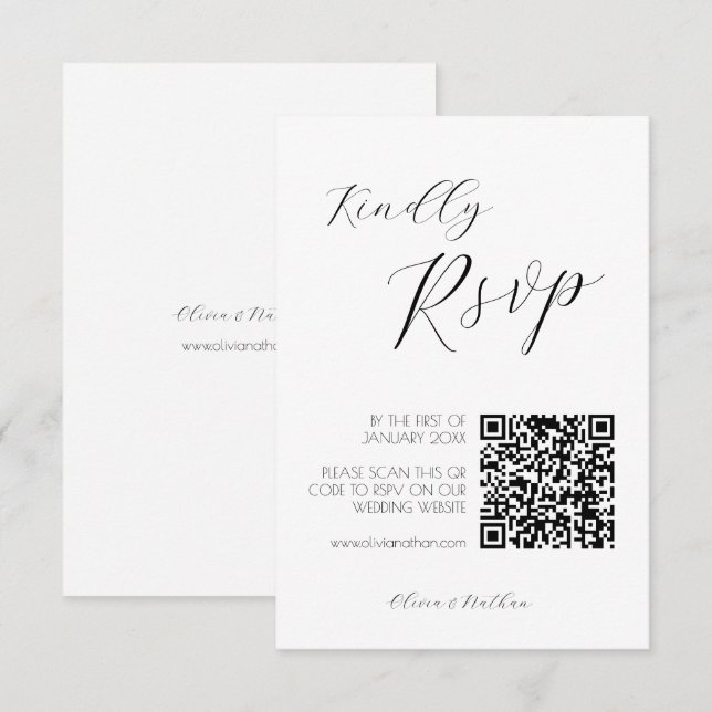 Minimal Chic Script Wedding Rsvp Karte (Vorne/Hinten)