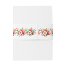 Minimal Chic Terrakotta Weiße Monogramm Blumen Einladungsbanderole