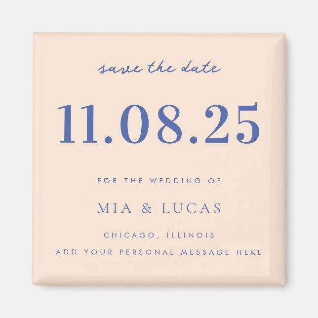 Minimal Chic Wedding Date Nicht-Foto Save the Date Magnet (Vorne)