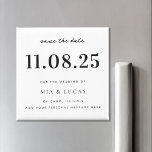 Minimal Chic Wedding Date Nicht-Foto Save the Date Magnet<br><div class="desc">Personalisieren Sie diese minimale schicke Design-Hochzeit speichern Sie den Datums-Magneten mit allen Ihren Details.</div>