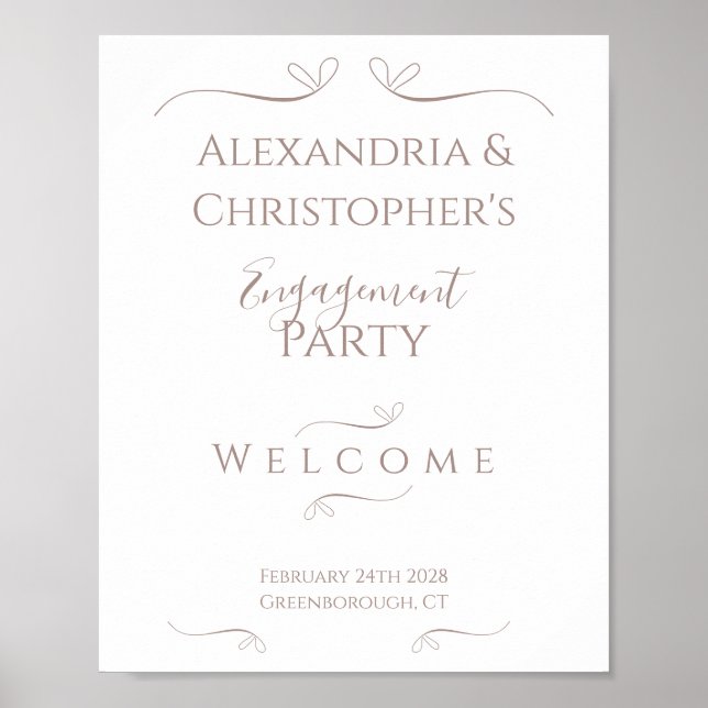 Minimal Chic Wedding Engagement Party Willkommen Poster (Vorne)