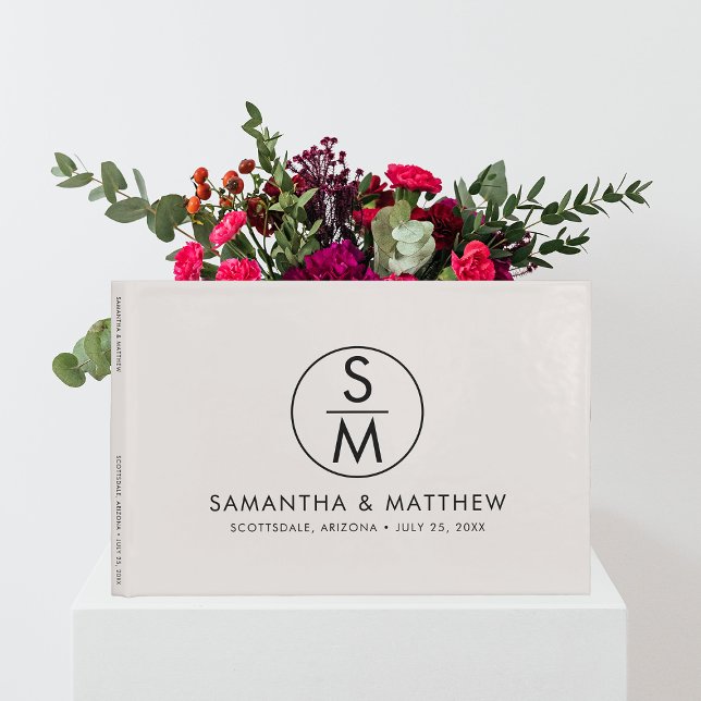 Minimal Chic Wedding Monogram Braut and Groom Gästebuch (Von Creator hochgeladen)