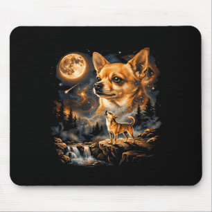 Minimal Chihuahua Heulender Mond Vintage Lustig Mousepad
