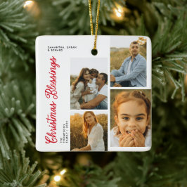 Minimal Christmas Blessings Script Family 4 Photos Keramikornament
