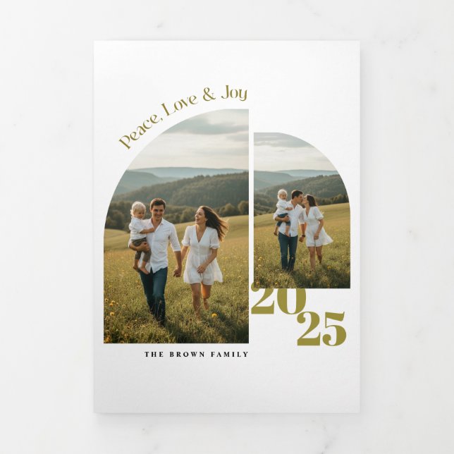 Minimal Christmas Family Arch Photo Dreifach Gefaltete Ankündigung (Cover)