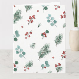 Minimal Christmas Pattern, Pine & Berries Karte