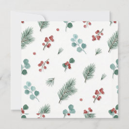 Minimal Christmas Pattern, Pine & Berries Karte
