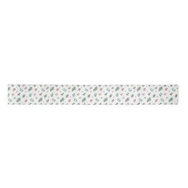 Minimal Christmas Pattern, Pine & Berries Satinband