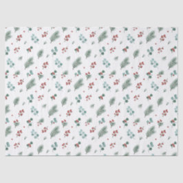 Minimal Christmas Pattern, Pine & Berries Seidenpapier
