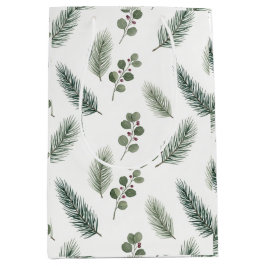 Minimal Christmas Pine Pattern, Scandi Style Mittlere Geschenktüte