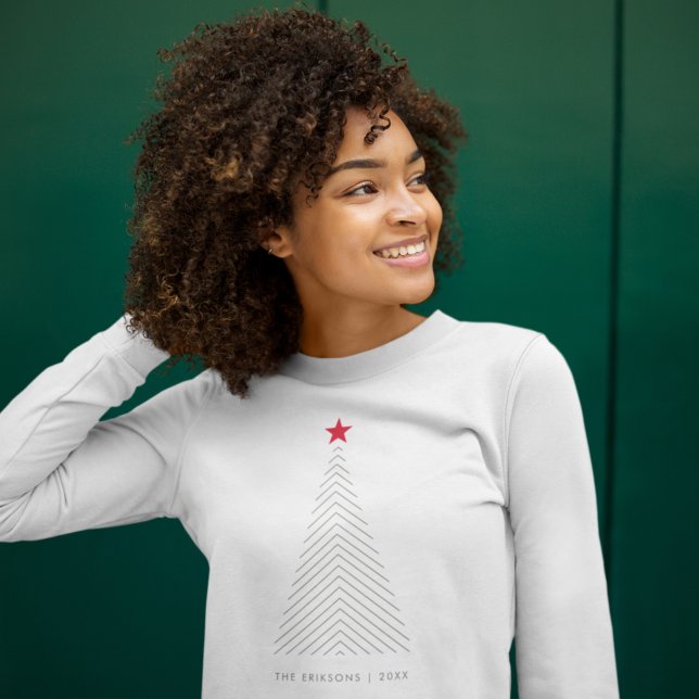 Minimal Christmas Tree | Red Star Clean Simple Sweatshirt (Von Creator hochgeladen)