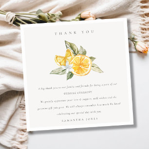 Minimal Citrus Lemon Botanical Boho Fauna Hochzeit Dankeskarte