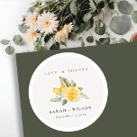 Minimal Citrus Lemon Botanical Boho Wedding Runder Aufkleber<br><div class="desc">Wenn Sie weitere Anpassungen benötigen,  schreiben Sie mir bitte an yellowfebstudio@gmail.com.</div>