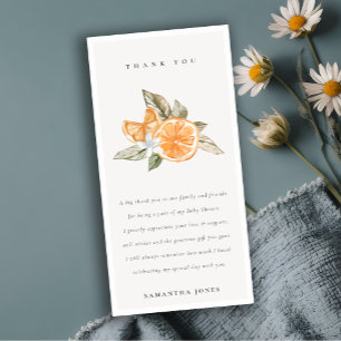 Minimal Citrus Orange Botanical Boho Babydusche Dankeskarte