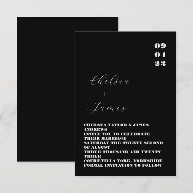 Minimal Classic Black Wedding (Vorne/Hinten)