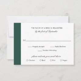 Minimal Classic Elegant Emerald Green Wedding RSVP Karte