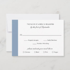 Minimal Classic Formal Elegant Dusty Blue Wedding RSVP Karte