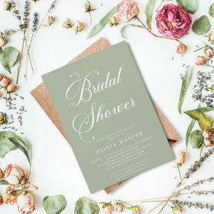 Minimal Classic Sage Green Script Einladung