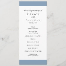 Minimal Classic Simple Elegant Dusty Blue Wedding Programm
