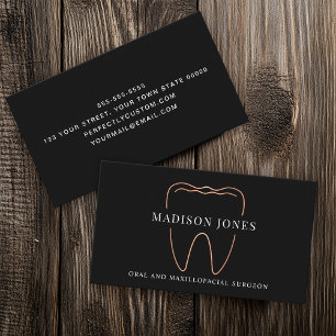 Minimal Classy Rose Gold Dentist Logo Modern Visitenkarte
