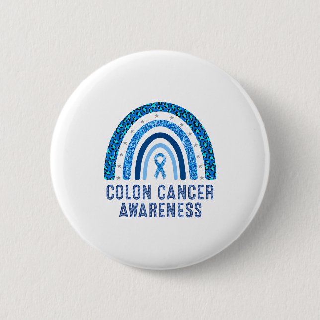 Minimal Colon Cancer Awareness Blue Ribbon Button (Vorderseite)