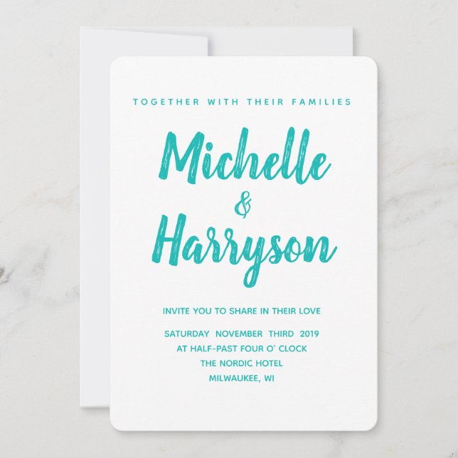 Minimal Color Blue Wedding Einladung (Vorderseite)