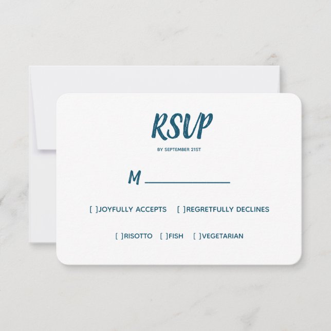 Minimal Color Blue Wedding RSVP Auswahl (Vorderseite)