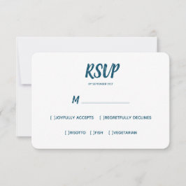 Minimal Color Blue Wedding RSVP Auswahl