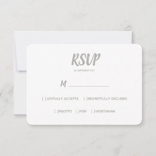 Minimal Color Gray   Wahl des Hochzeitsmahls RSVP Karte