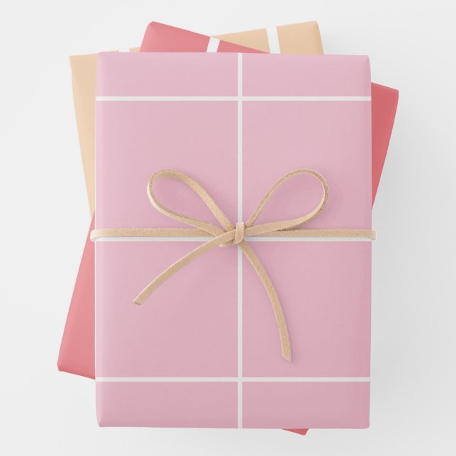 Minimal Color Grid Check Pattern Geschenkpapier Set (Beispiel)