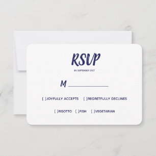 Minimal Color Navy Blue   Wahl des Hochzeitsmahls RSVP Karte