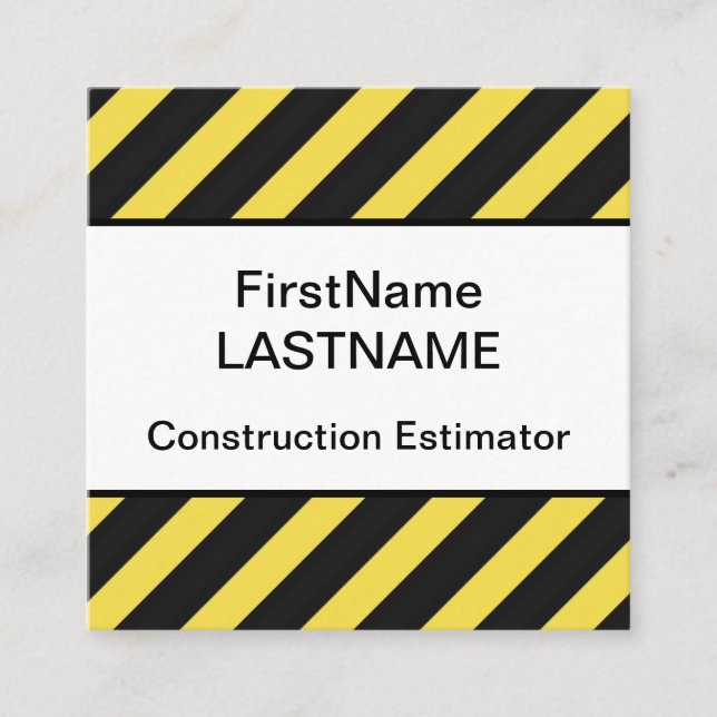 Minimal Construction Estimator Business Card Quadratische Visitenkarte (Vorderseite)