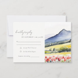 Minimal Country Spring Blumenlandschaft Hochzeit RSVP Karte