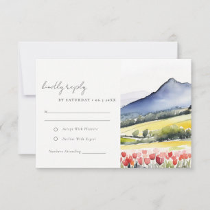 Minimal Country Spring Blumenlandschaft Hochzeit RSVP Karte
